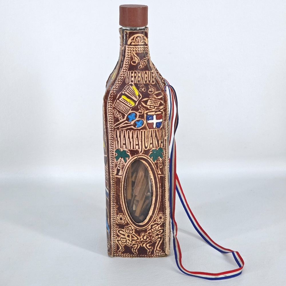 Dominican Republic Mamajuana Decorative Wrapped Bottle Souvenir Collectible